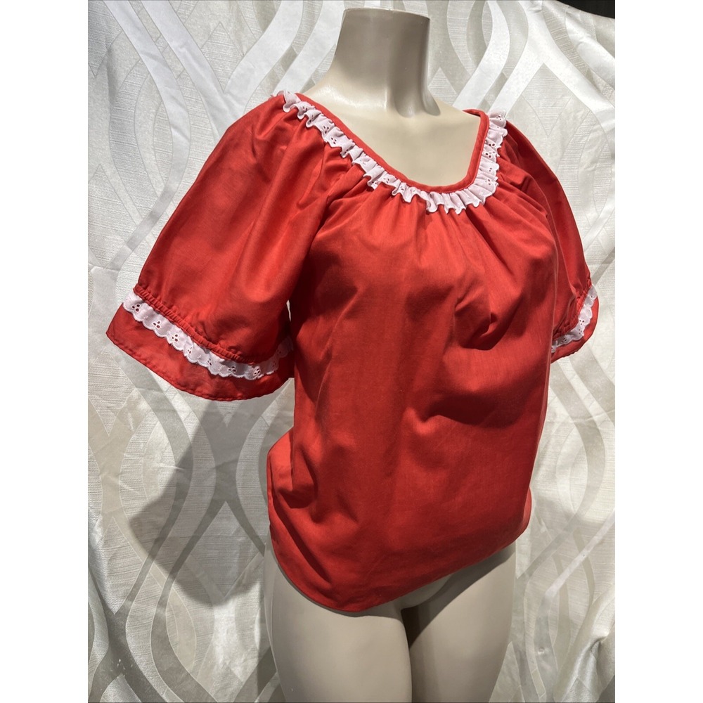 Tru West Rockmount Ranchwear 40s Western Wear Prairiecore Cottagecore Red Blouse